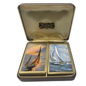 Vintage Duratone Plastic Coated Sail Boat Playing Cards
